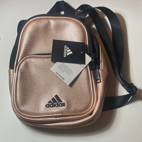 Mini Adidas backpack /Rose gold copper pebble polyurethane leather